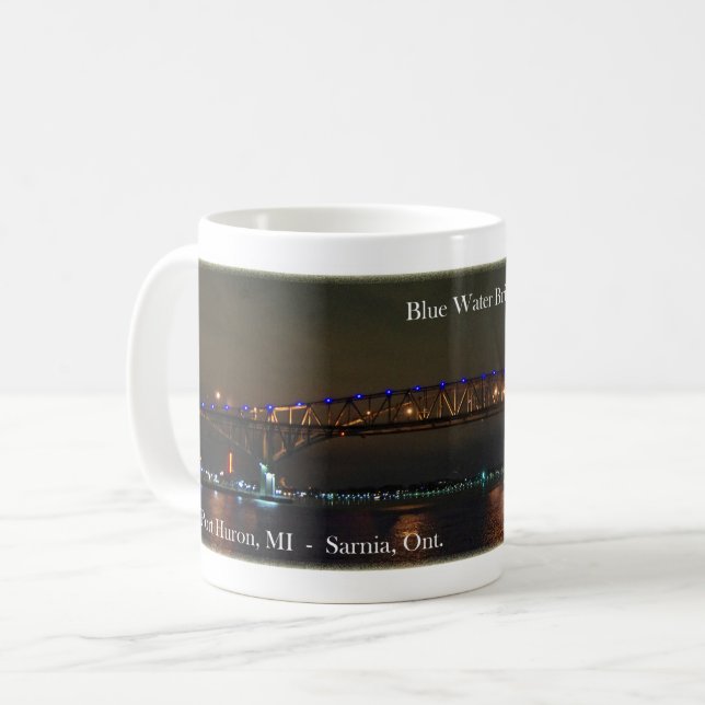 Blue Water Bridge night mug (Front Left)