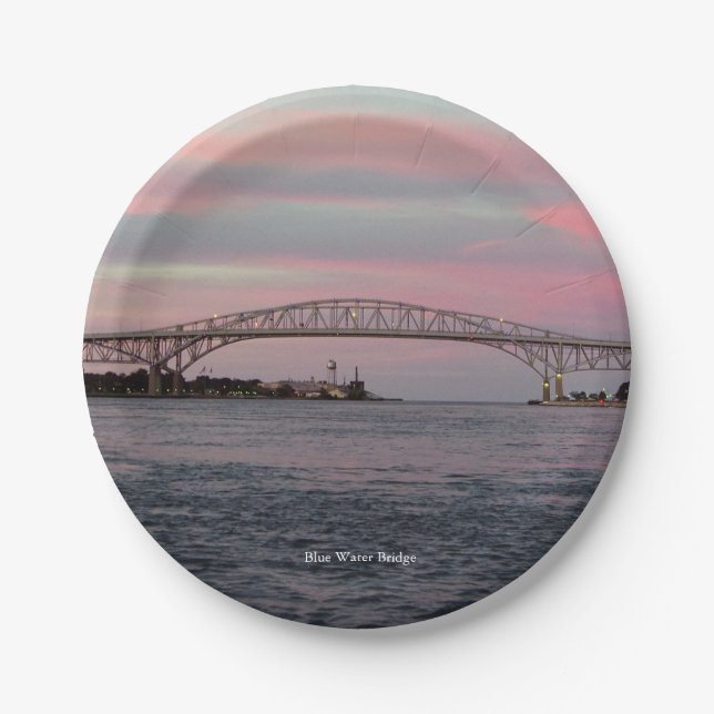 Blue Water Bridge paper plate (Front)
