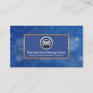 Blue Water Bubbles Gold Frame Auto Car Wash Business Card