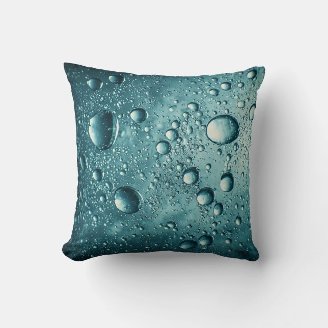Blue Water Bubbles Underwater Abstract Background Cushion (Front)