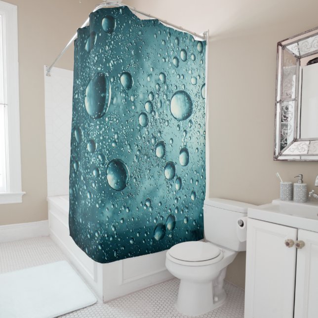 Blue Water Bubbles Underwater Abstract Background Shower Curtain (In Situ)