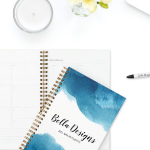Blue Water Colour Ombre Monogram Logo Planner