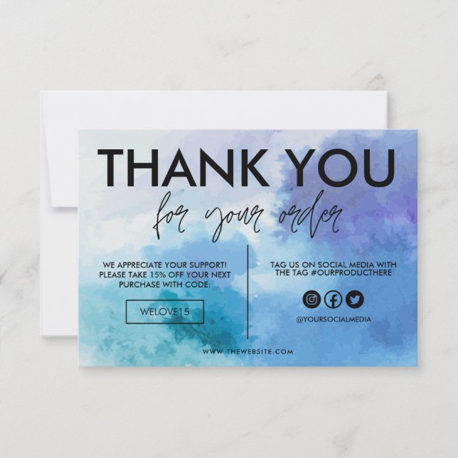 Blue Water Colour Thank you Media Insert (Front)