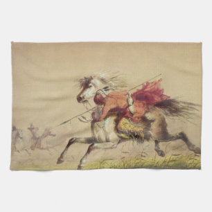 Blue Water Creek Battle By Alfred Jacob Miller Tea Towel