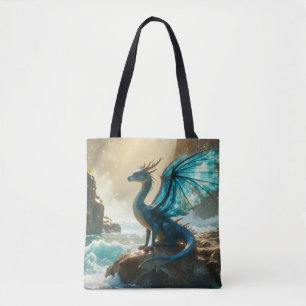 blue water dragon tote bag