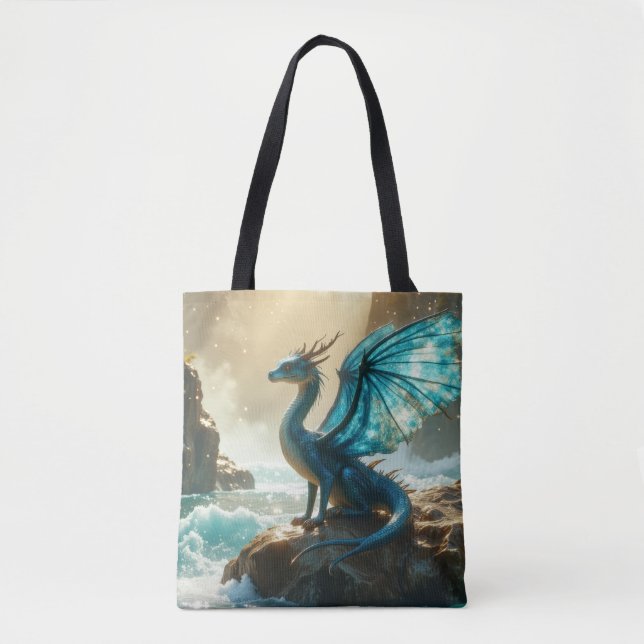 blue water dragon tote bag (Front)
