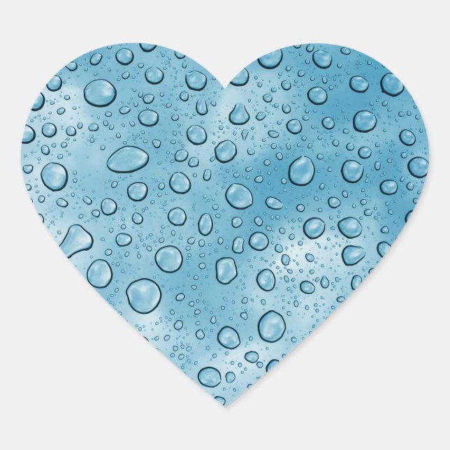 Blue Water Drip Fun  Heart Sticker (Front)