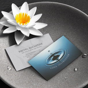 Blue Water Drop Ripple & OM Symbol YOGA Instructor Business Card