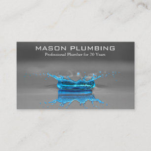 Blue Water Drop Splash - Plumbing - Business Card