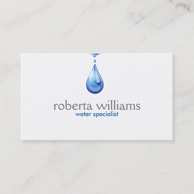 Blue Water Droplet Logo Business Card (Front)