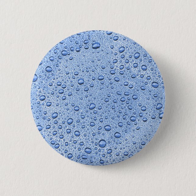 Blue water droplets 6 cm round badge (Front)
