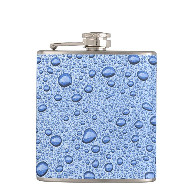 Blue water droplets hip flask (Front)