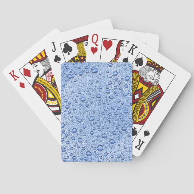 Blue water droplets playing cards (Back)