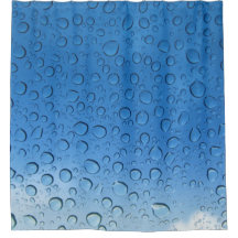 Blue Water Droplets Shower Curtain