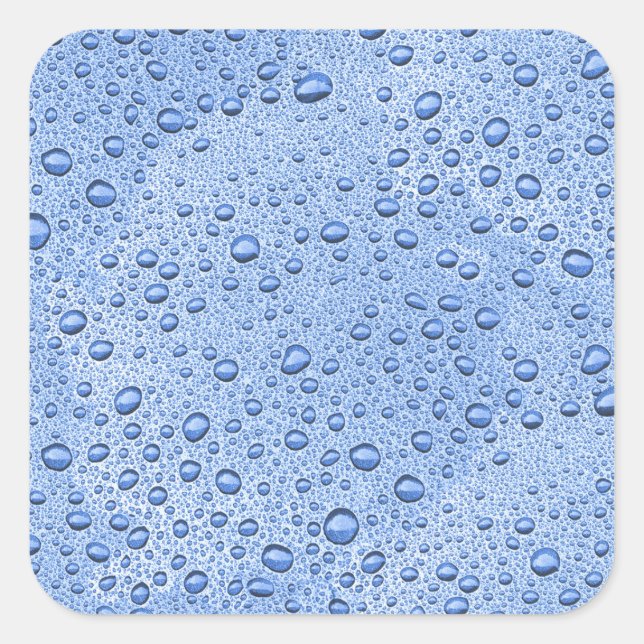 Blue water droplets square sticker (Front)