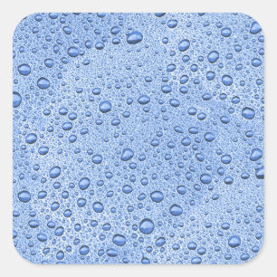 Blue water droplets square sticker