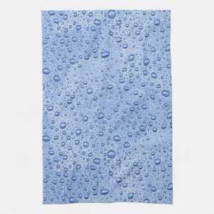 Blue water droplets tea towel