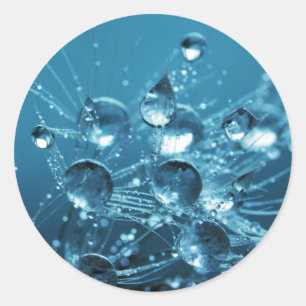 Blue Water Drops Classic Round Sticker