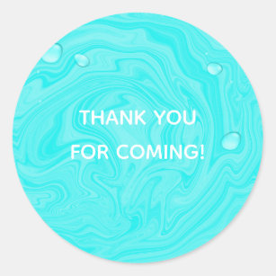 Blue Water Drops Summer Swim Pool Birthday Party Classic Round Sticker