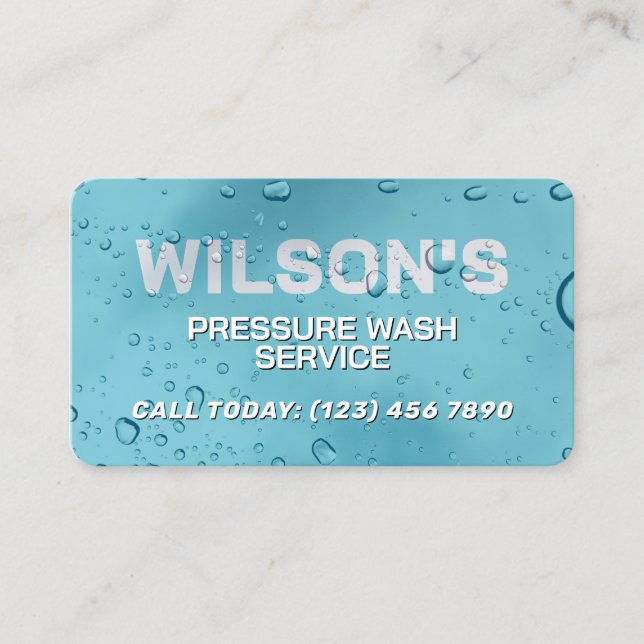 Blue water drops washing service Business Card (Front)