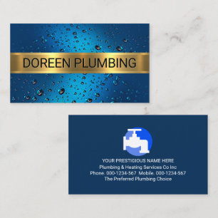 Blue Water Drops Your Name Business Card
