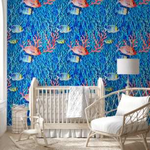 Blue Water, Fish and Coral Oceanic Wallpaper