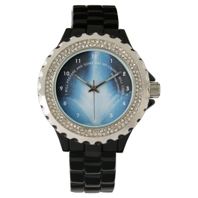 Blue Water Fountain Attitude Inspirational Quote   Watch (Front)