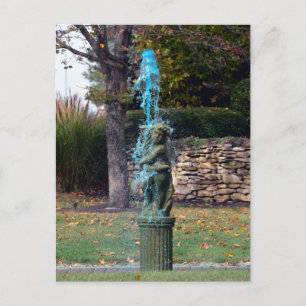 Blue Water Fountain Cherub Postcard