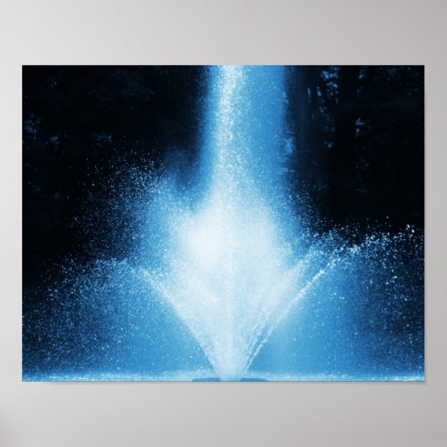 Blue Water Fountain Spray Abstract Poster (Front)