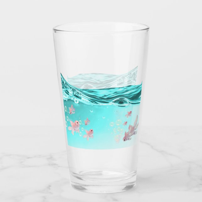 blue water glass and fish (Front)