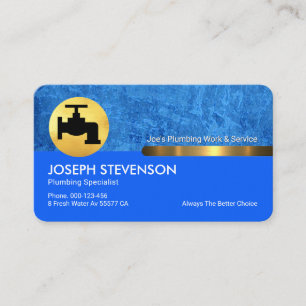 Blue Water Grunge Gold Faucet Tab Business Card