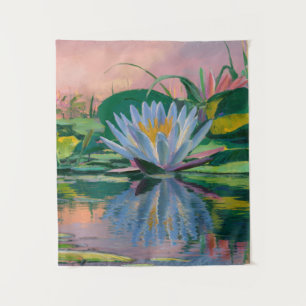 Blue Water Lilies by Claude Monet, Sunset,Colourfu Tapestry