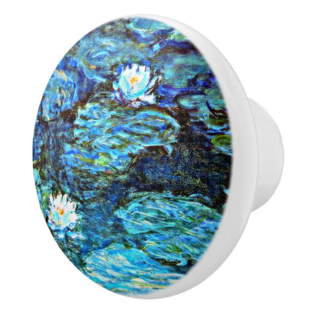 Blue Water Lilies by Monet Ceramic Knob (Right)