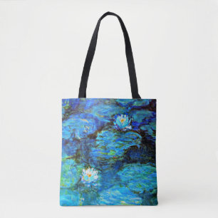 Blue Water-Lilies, fine art painting Tote Bag