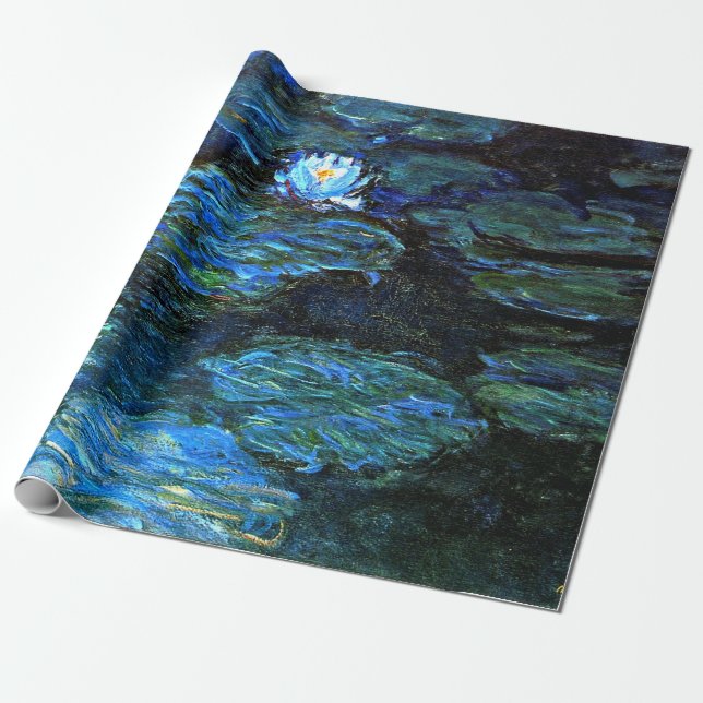 Blue Water-Lilies, fine art, Wrapping Paper (Unrolled)