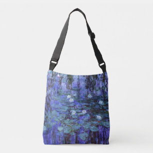 Blue Water Lilies painting by Claude Monet Crossbody Bag