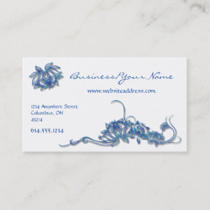 Blue Water Lotus Flowers Asian Business Card