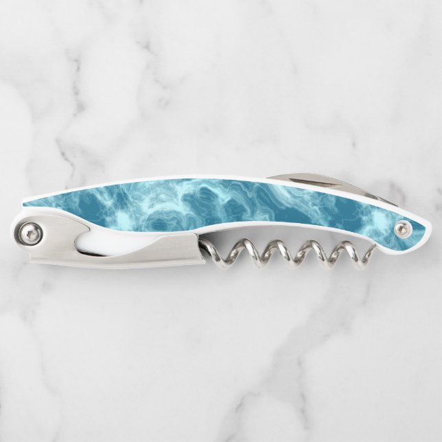 Blue Water Marble Corkscrew (Front)