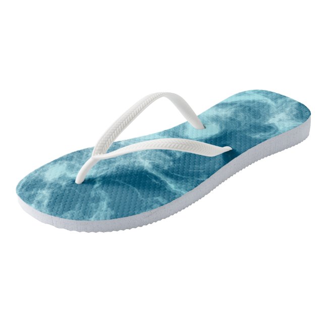 Blue Water Marble   Flip Flops (Angled)