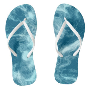 Blue Water Marble Flip Flops