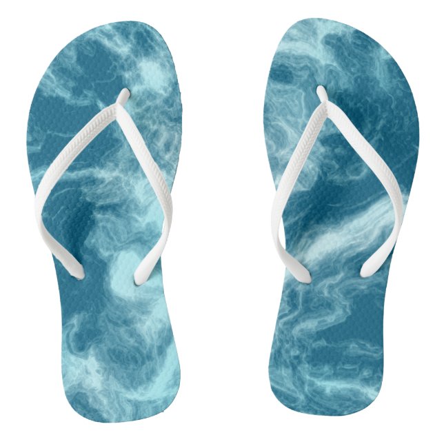 Blue Water Marble Flip Flops (Footbed)