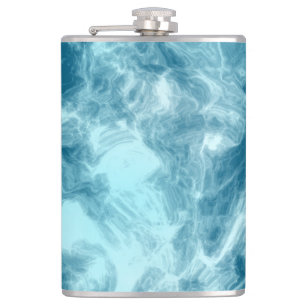 Blue Water Marble Hip Flask