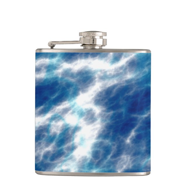 Blue Water Marble   Hip Flask (Front)