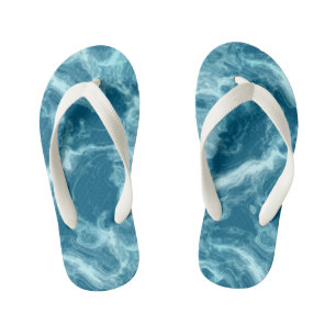 Blue Water Marble Kid's Flip Flops