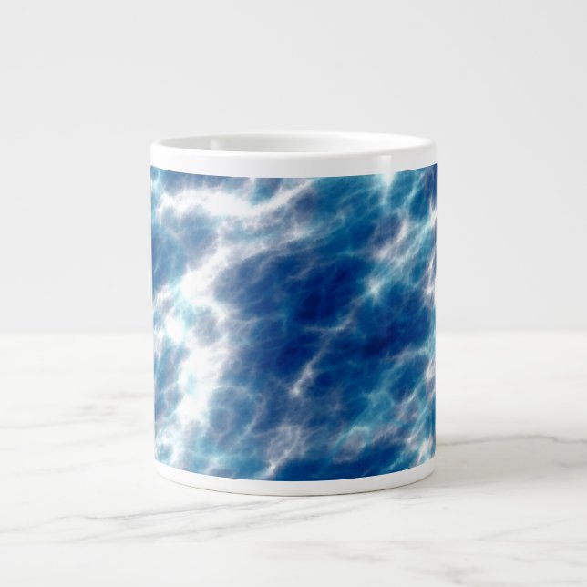 Blue Water Marble Large Coffee Mug (Front)