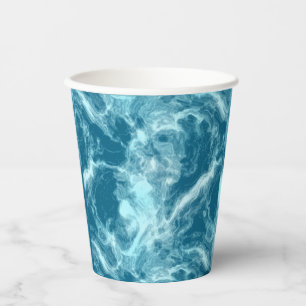 Blue Water Marble   Paper Cups