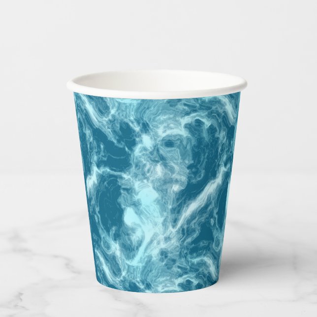Blue Water Marble   Paper Cups (Front)