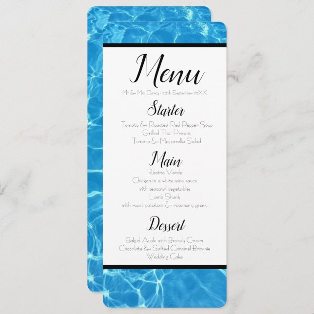Blue Water Menu Invitation (Front/Back)