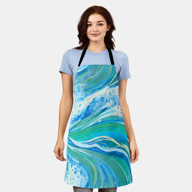 Blue Water Ocean Sea Waves  Apron (Worn)