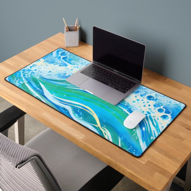 Blue Water Ocean Sea Waves  Desk Mat (Office 2)